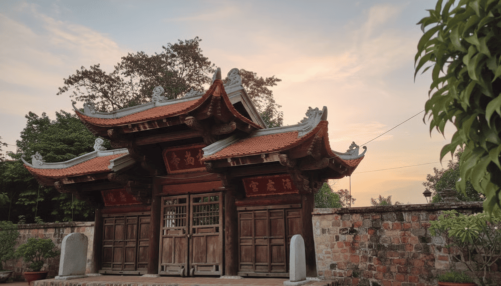 Chùa Kim Liên được xây dựng với các vật liệu mộc như gỗ lim, gạch và ngói đỏ